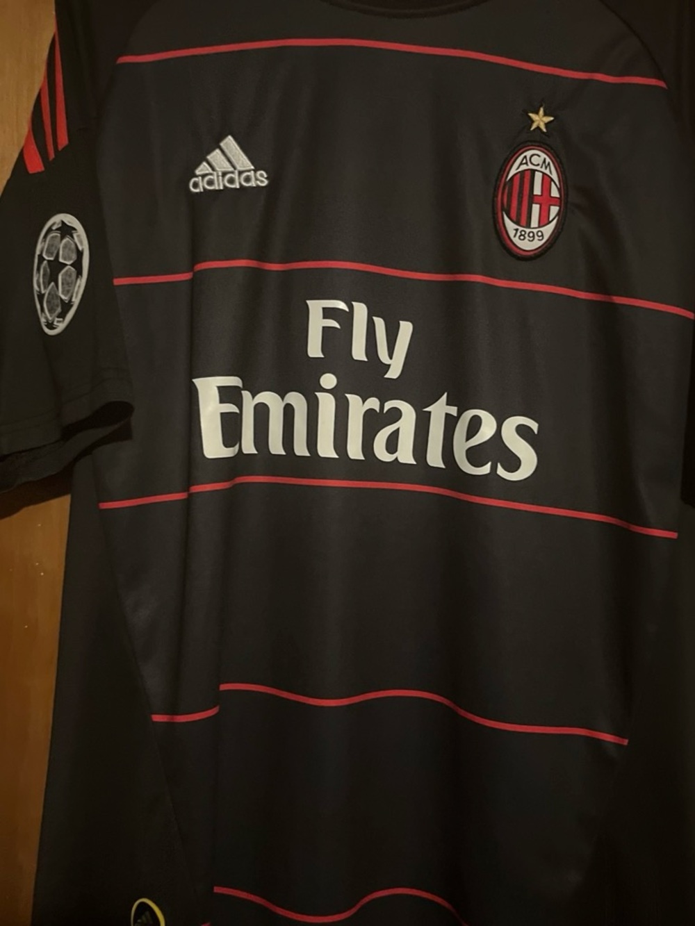 adidas AC Milan Black & Red Football Jersey with Fly Emirates